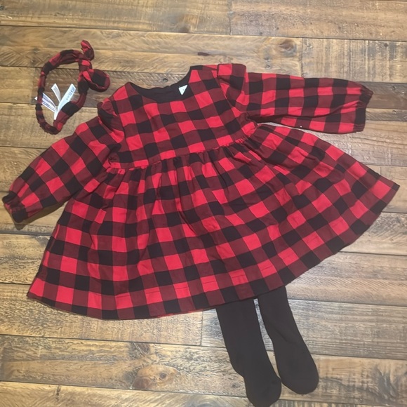 Infant holiday/party dress Baby gap 18 to 24 months red and black plaid - Picture 1 of 8